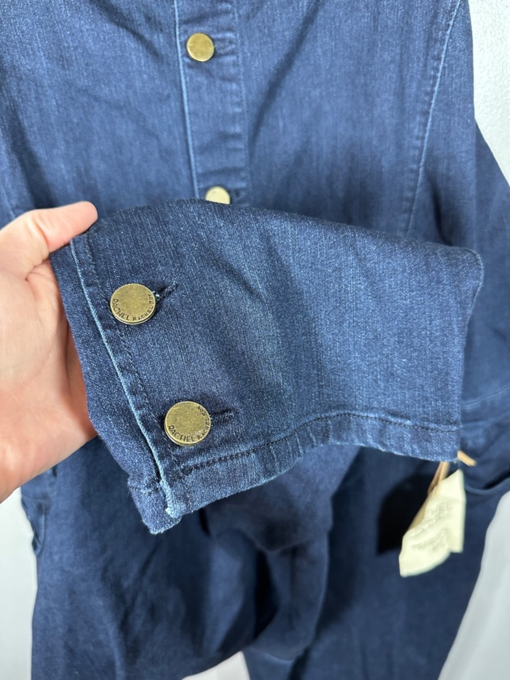 RACHEL Rachel Roy Dark Indigo Cropped Skinny Denim Overalls Plus Size 24 NWT - Picture 11 of 11